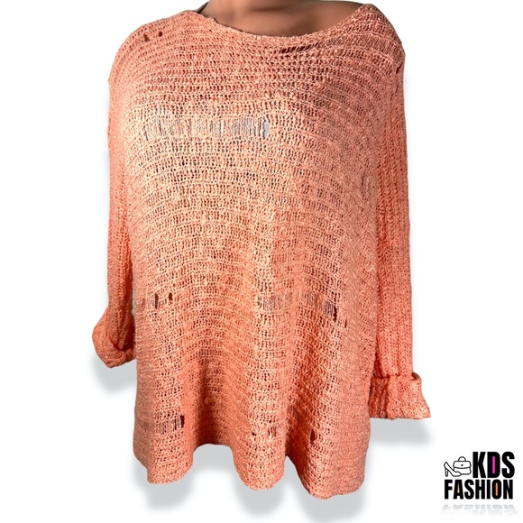 Cecico Oversized Distressed High Low Sweater LG - Picture 4 of 13